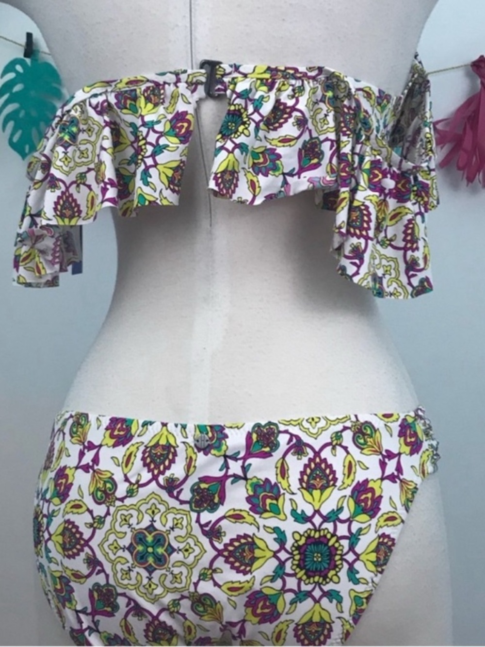 Floral Ruffled Off-Shoulder Bikini in Multi-Color - Picture 3 of 4